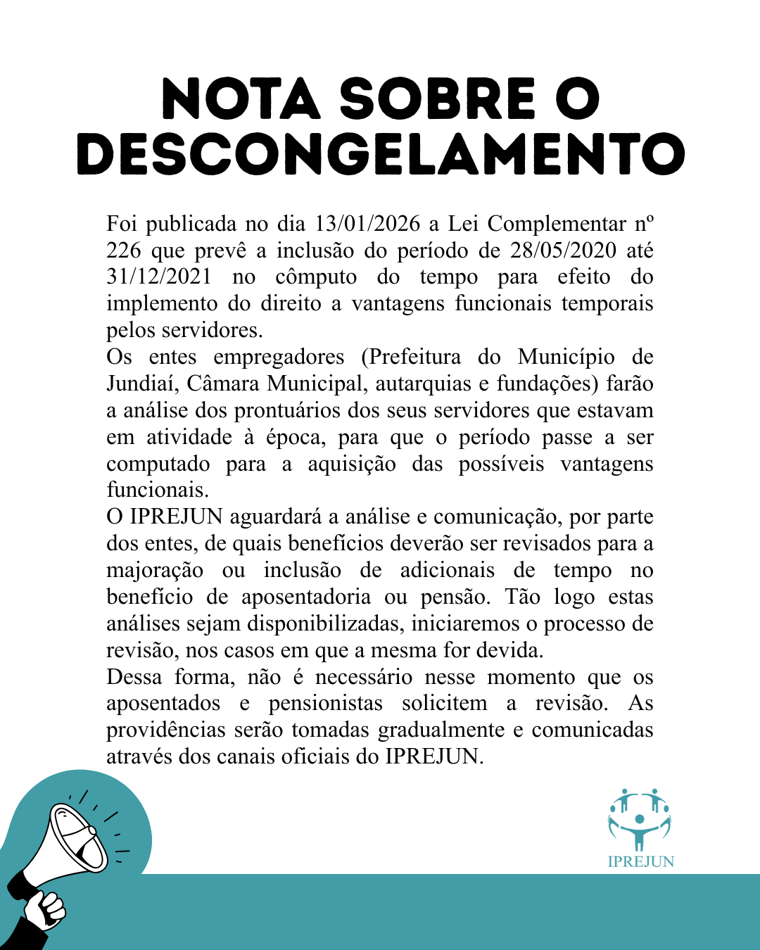 Aviso sobre o descongelamento