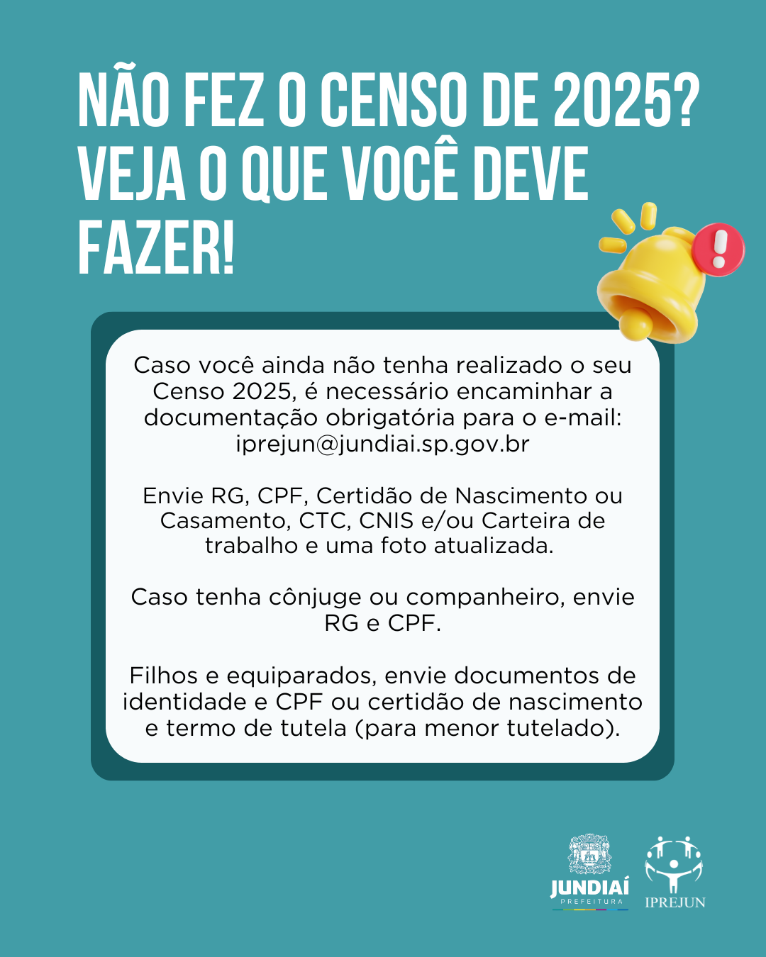 O que fazer caso você não tenha realizado o seu Censo 2025 do IPREJUN O que fazer caso você não tenha realizado o seu Censo 2025 do IPREJUN