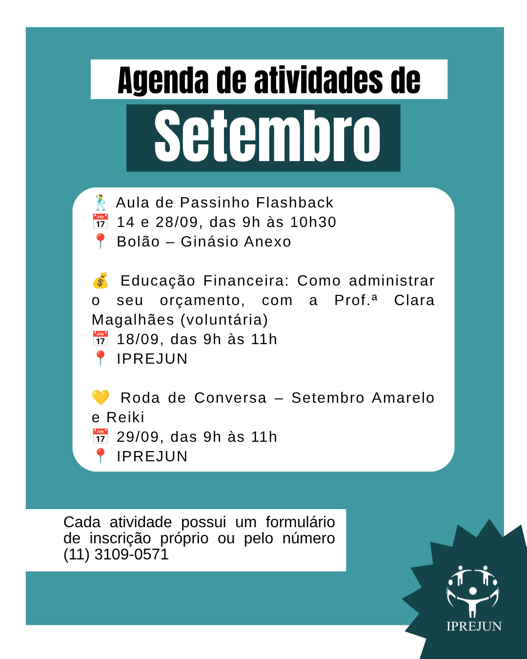 Agenda Pós-Aposentadoria - setembro 